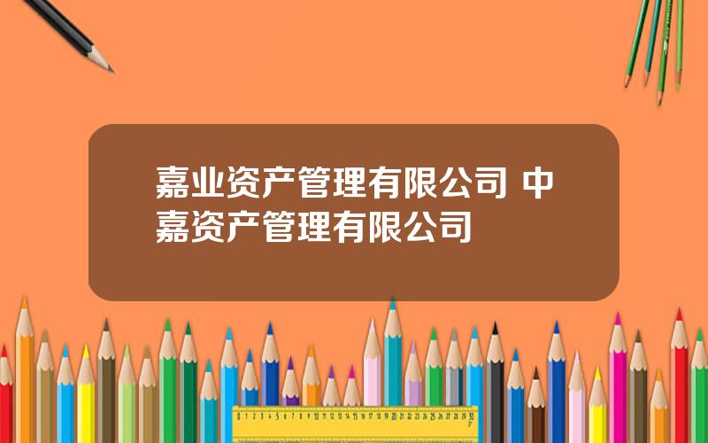 嘉业资产管理有限公司 中嘉资产管理有限公司